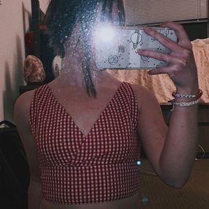NWT Brandy Melville Red Gingham Crop Top